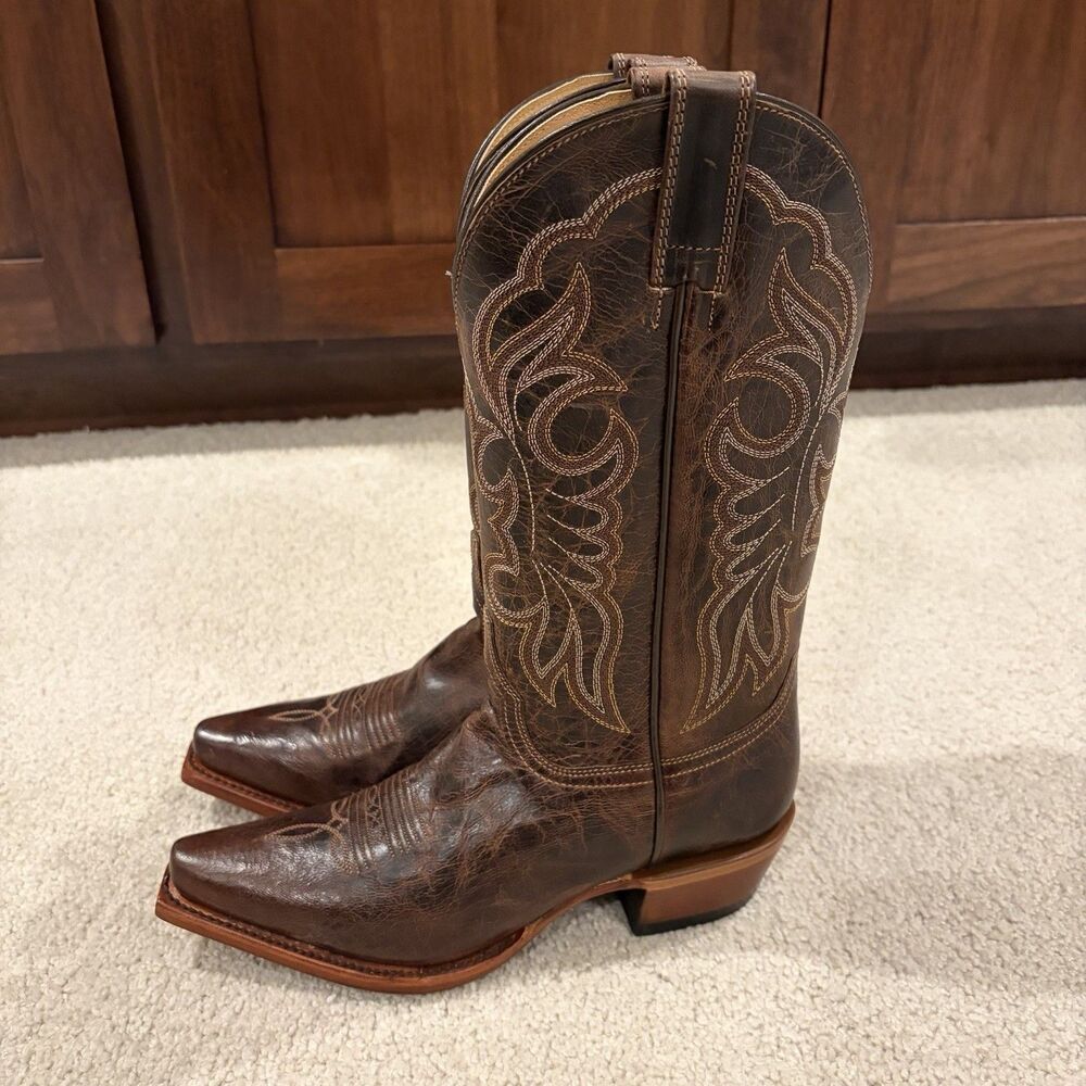 NWOT Shyanne Loretta Western Boot Brown Leather Women 7 Snip Toe Cowgirl Cowboy - Picture 10 of 12